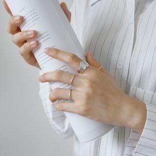 925 Sterling Silver Matte Ring Open Ring - Silver - Us Size 14
