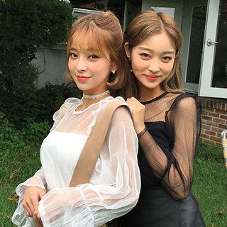Frill-trim Mesh Top