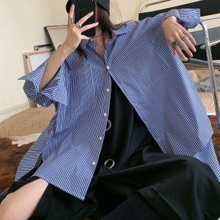 Long-sleeve Dip-back Striped Shirt