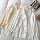 Long-sleeve V-neck Single-breasted Blouse