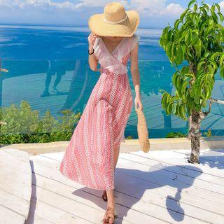 Patterned Ruffled Midi Sundress