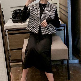 Houndstooth Vest Jacket / Dress / Set