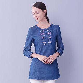3/4-sleeve Denim Top