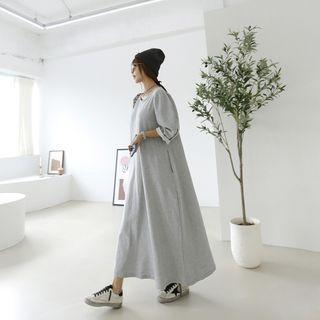 Puff-sleeve A-line Maxi Pullover Dress