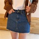 Flat-front Denim Skirt