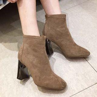 Suede Zip-accent Ankle Boots