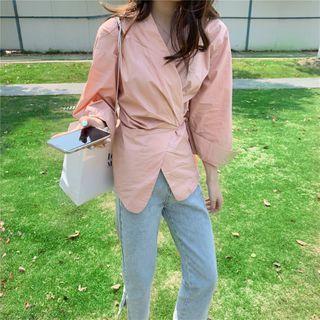 Tie-front Shirt Pink - One Size