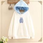 Bear Print Color Block Hoodie