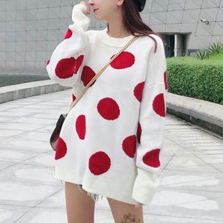 Dotted Round-neck Sweater As Shown In Figure - One Size