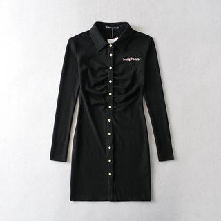 Lettering Mini Sheath Shirtdress
