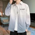 Lettering Embroidered Gradient Shirt Jacket