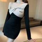 Choker-neck One-shoulder Sheath Dress