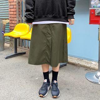 A-line Long Plain Skirt