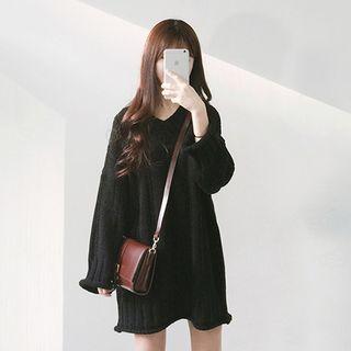Long-sleeve Chunky Mini Knit Dress