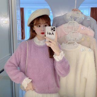 Fuzzy Frill Trim Sweater