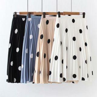 Dotted Accordion Pleat Midi A-line Skirt