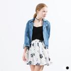 Printed A-line Chiffon Skirt White - M