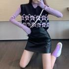 Floral Vest / Knit Top / Mini Skirt