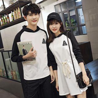 Couple Matching Hooded Panel Pullover/pullover Dress