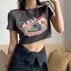Short-sleeve Printed Crop Vintage T-shirt