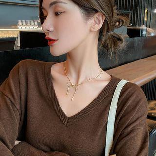 Bow Pendant Stainless Steel Necklace Gold - One Size