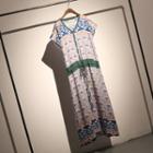 Print Short-sleeve V-neck Midi Dress