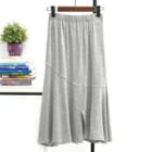 Slit-hem Plain A-line Skirt