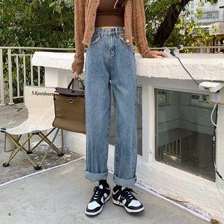 Fringed Trim Loose Fit Jeans