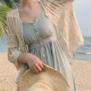 Open Front Crochet Knit Cardigan