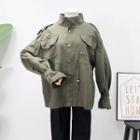 Drawstring-waist High-neck Jacket