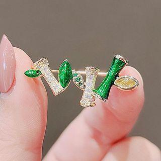 Bamboo Rhinestone Alloy Brooch Ly2017 - Green - One Size