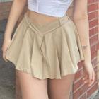 Low-rise A-line Pleated Miniskirt