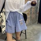 Applique Wide-leg Shorts Blue - One Size