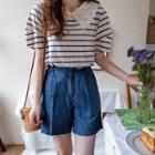 Pleated-front Band-waist Shorts