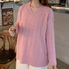 V-neck Oversize Cable-knit Sweater