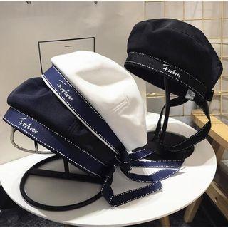 Lettering Ribbon Beret Hat
