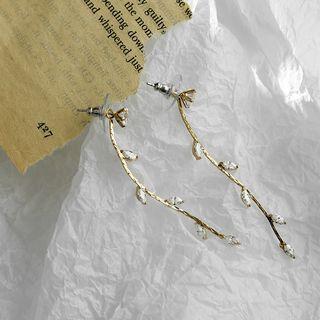 Rhinestone Branches Dangle Earring Gold - One Size