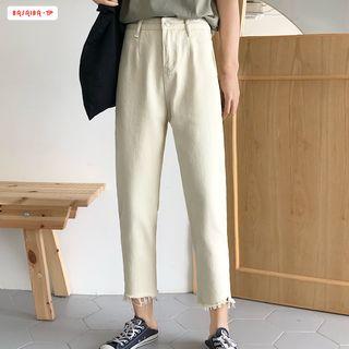 Straight-fit Ripped Cuff Pants