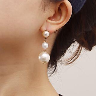 Faux Pearl Acrylic Dangle Earring 1 Pair - Gold - One Size
