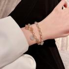Faux Cat Eye Stone Layered Bracelet S221 - Gold - One Size