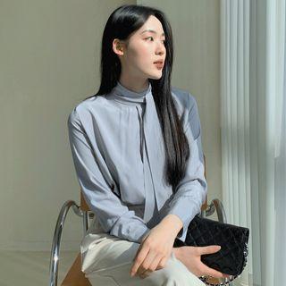 Tie-neck Button-cuff Blouse