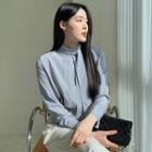 Tie-neck Button-cuff Blouse