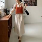 Plain Midi A-line Shirtdress / Knit Camisole Top