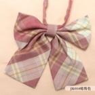 Plaid Bow Tie Jk030 - Dark Pink - One Size