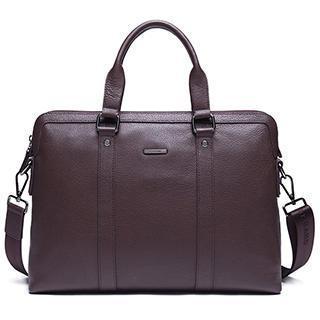 Genuine-leather Briefcase Dark Brown - One Size