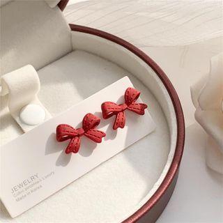 Bow Earring 1 Pair - Stud Earring - Red - One Size