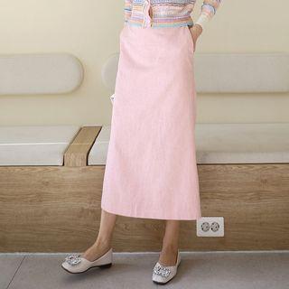Pastel Tone A-line Maxi Skirt
