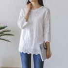 3/4-sleeve Scallop-edge Lace Top