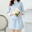 Set: 3/4-sleeve Blouse + A-line Skirt