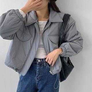 Collared Flap Cropped Padded Jacket
